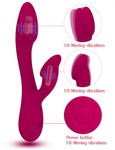 Малиновый вибратор с клиторальной стимуляцией Iyiqu RUYI IYQ-YJF-01 (21,5 см)