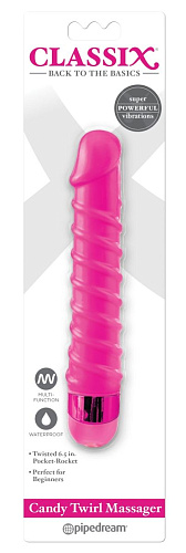 Розовый вибромассажёр с винтовыми ребрышками Pipedream Candy Twirl Massager PD1978-11 (16,5 см)