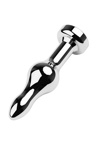 Серебристый анальный плаг с красным кристаллом ToyFa 717037-9 (10 см)