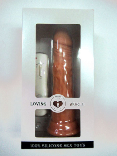 Вибромассажёр-реалистик без мошонки с пультом управления телесного цвета Loving World CT11002 (18 см)
