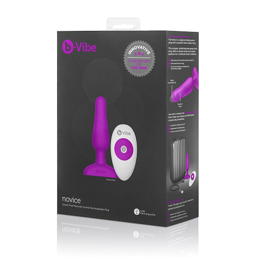 Лиловая анальная вибропробка b-Vibe NOVICE REMOTE CONTROL PLUG FUCHSIA BV-004-FUC (10,2 см)