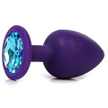 Фиолетовая анальная пробка с голубым кристаллом Bior toys SF-70702-05 (9,5 см)