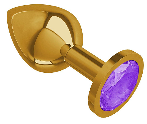 Золотистая средняя пробка с фиолетовым кристаллом Сумерки богов 520-08 purple-DD (8,5 см)