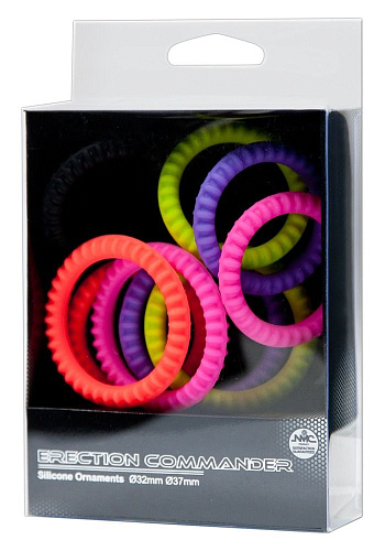 Набор из 10 разноцветных эрекционных колец NMC Erection Commander 0514713