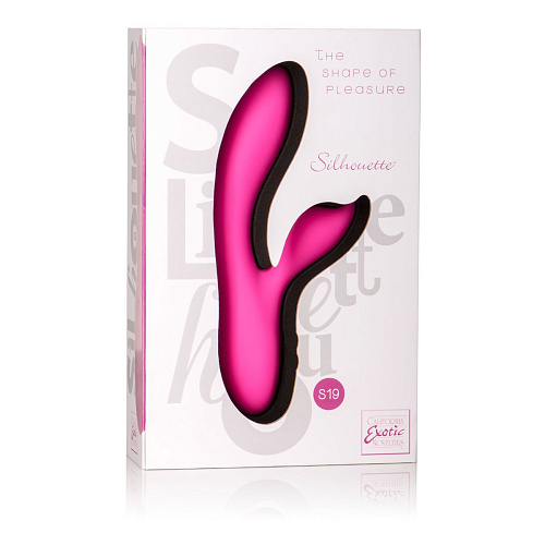 Розовый вибромассажёр с лепестком для стимуляции клитора California Exotic Novelties Silhouette S19 SE-4594-10-3