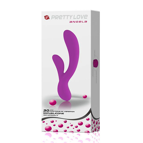 Перезаряжаемый лиловый вибратор с клиторальным отростком Baile Angela BI-014169 (21 см)