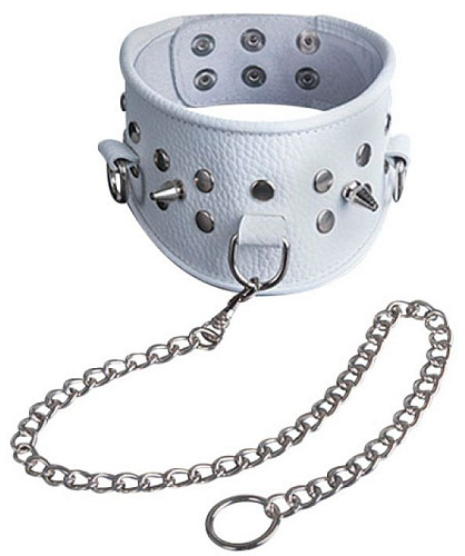 Белый кожаный ошейник Sitabella 3118-3
