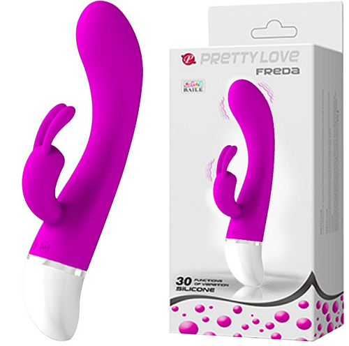 Лиловый вибратор с зайчиком Baile Freda BI-014386 (18,9 см)