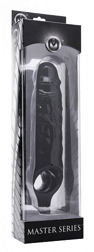Чёрная увеличивающая насадка на член XR Brands Mamba Cock Sheath Packaged AD425-BLACK (16,5 см)