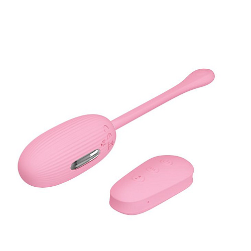 Нежно-розовое виброяйцо с функцией электростимуляции Baile Shock Fun BI-014609W-1