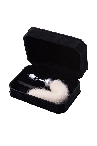 Малая анальная втулка с белым хвостом ToyFa 712022 (8,5 см)