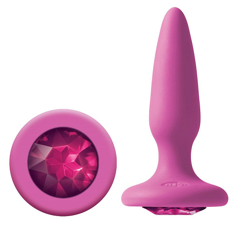 Розовая анальная пробка с розовым кристаллом NS Novelties Glams Mini Pink Gem NSN-0510-74 (8,4 см)