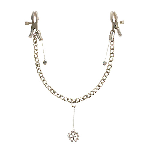 Серебристые зажимы на соски Pipedream Crystal Nipple Clamps PD3609-00