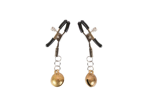 Зажимы на соски с золотистыми утяжелителями Пикантные штучки DP324