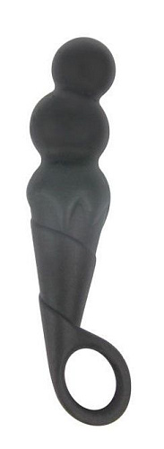 Чёрный анальный стимулятор с колечком-ограничителем Bior toys SEM-55098 (11 см)