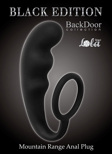 Чёрное эрекционное кольцо с анальным стимулятором Lola toys Mountain Range Anal Plug 4218-01Lola