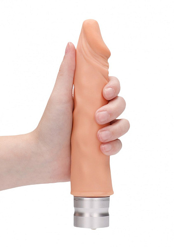 Телесный вибратор-реалистик Shots Media BV Vibrating Dildo REA086FLE (19,5 см)
