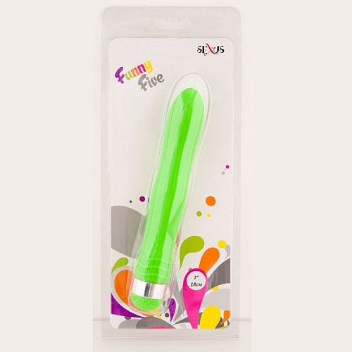 Водонепроницаемый зелёный вибратор Sexus 931007-7 (18 см)