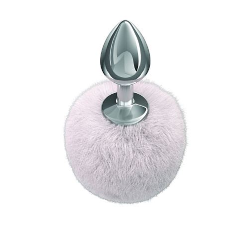 Серебристая анальная пробка с белым пушистым хвостиком Lola toys Twinkle 4018-01lola