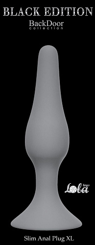 Серая анальная пробка Lola toys Slim Anal Plug XL 4204-03Lola (15,5 см)