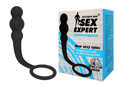 Чёрный анальный стимулятор с круглым ограничителем Bior toys SEM-55142 (14,5 см)