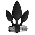 Набор из 3 чёрных анальных плагов и вибропули Bathmate Bathmate Anal Training Plugs VIBE BM-V-VP