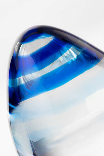 Стеклянная, прозрачная анальная втулка с синим кончиком Sexus 912198 (11,5 см)