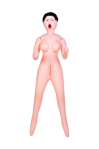 Надувная кукла телесного цвета с тремя любовными отверстиями ToyFa 117010