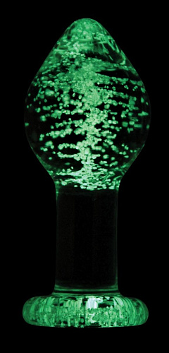 Прозрачная, светящаяся в темноте анальная пробка NS Novelties Glass Plug Large NSN-0490-31 (9,7 см)