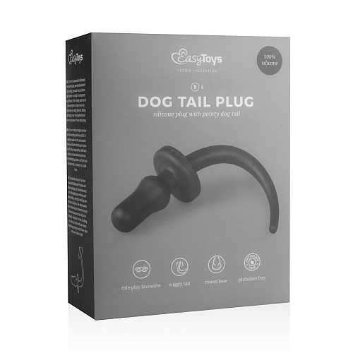 Чёрная анальная пробка с хвостом EDC Wholesale Dog Tail Plug ET324BLK
