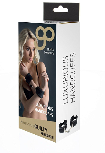 Чёрные полиуретановые наручи Blush Novelties Luxurious Handcuffs 520005