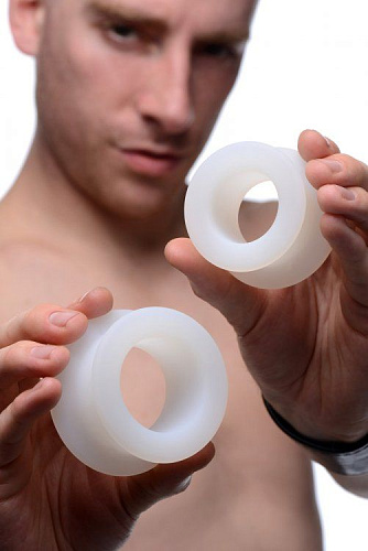 Набор из 2 белых анальных расширителей XR Brands Stretch Master 2 Piece Training Silicone Ass Grommet set AG129