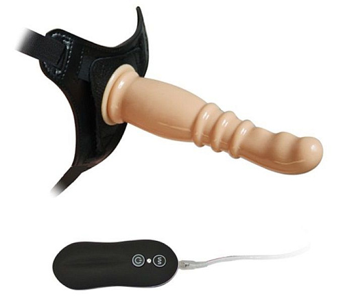 Телесный страпон с вибрацией на чёрных трусиках Howells 10Mode Vibrations Harness-G spot Dong 92003flesh (18,7 см)