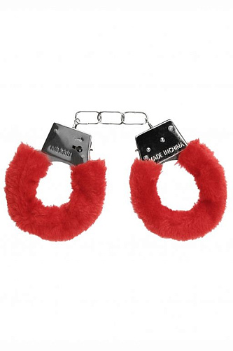 Пушистые красные наручники Shots Media BV OUCH! Red OU002RED