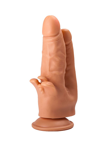 Фаллоимитатор на присоске для тройной стимуляции телесного цвета LOVETOY (А-Полимер) 104900 (17 см)