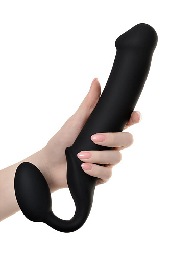 Чёрный безремневой страпон Strap-on-me Silicone Bendable Strap-On XL 6012888