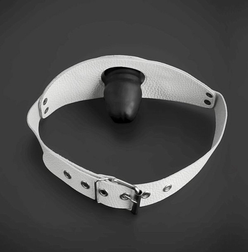 Белый кожаный кляп на регулируемых ремешках Sitabella 3099-3