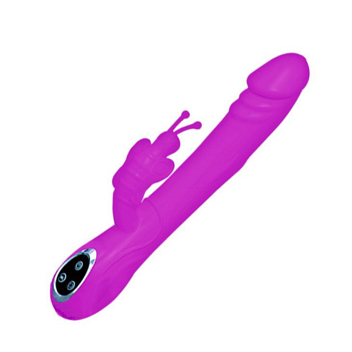 Лиловый перезаряжаемый хай-тек вибратор с ротацией головки Baile Butterfly BI-014123-1 (26 см)