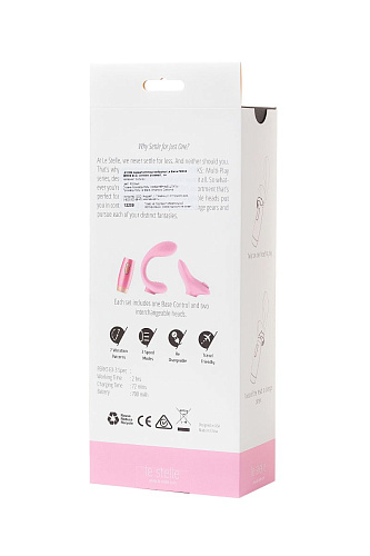 Розовый вибратор с двумя сменными насадками Le Stelle PERKS SERIES EX-3 LS12209