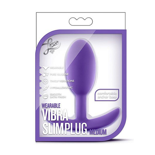 Фиолетовая анальная пробка Blush Novelties Wearable Vibra Slim Plug Medium BL-11861 (10,1 см)
