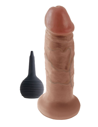 Кофейный фаллоимитатор с имитацией семяизвержения Pipedream 7 Squirting Cock PD5607-22 (21,6 см)