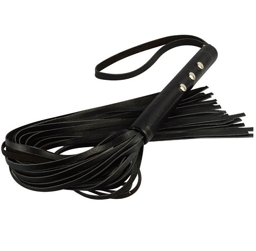 Чёрная кожаная плеть Sitabella «Домино» 4064-1 (56 см)