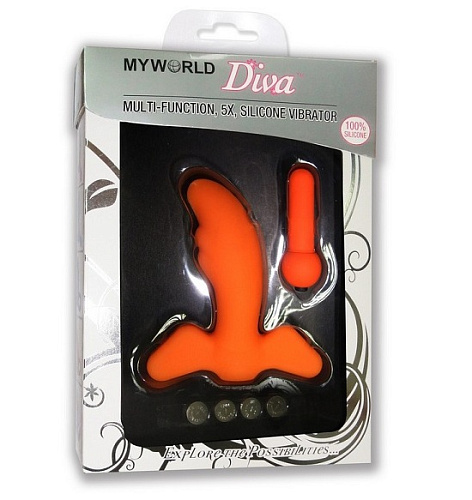 Оранжевый вибратор с 5 разными вибрациями MyWorld - DIVA 903473