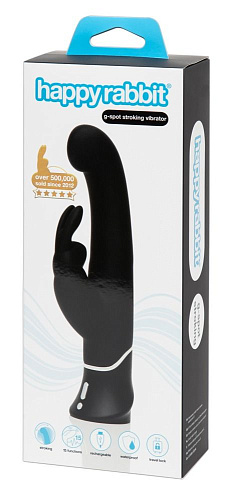 Чёрный вибратор-кролик Happy Rabbit G-Spot Stroking Vibrator 79368 (24,2 см)