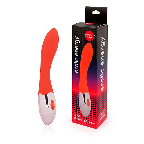 Красный изогнутый вибромассажёр с 10 режимами вибрации Bior toys EE-10262-3