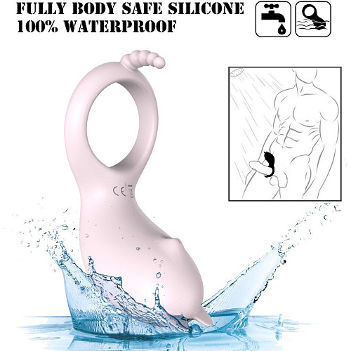 Нежно-розовое эрекционное кольцо с вибрацией S-HANDE CORA SHD-S084