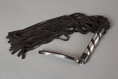 Чёрный кожаный флогер с хвостами из замши Подиум Р198