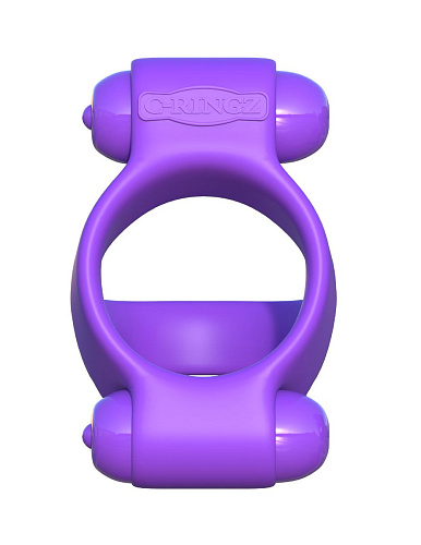 Фиолетовое эрекционное кольцо с двумя виброэлементами Pipedream Squeeze Play Couples Ring PD5808-12