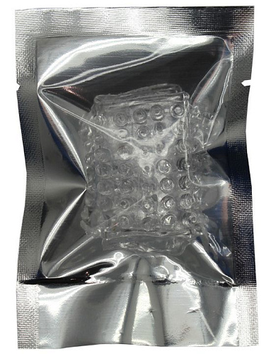 Прозрачная сквозная насадка на фаллос с пупырышками Play Star NC-252 (4 см)