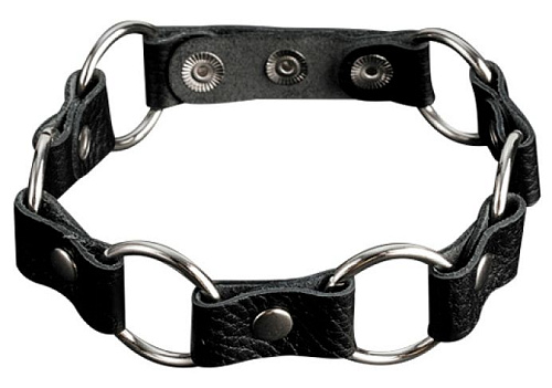 Кожаный черный ошейник с кольцами Sitabella 3112-1